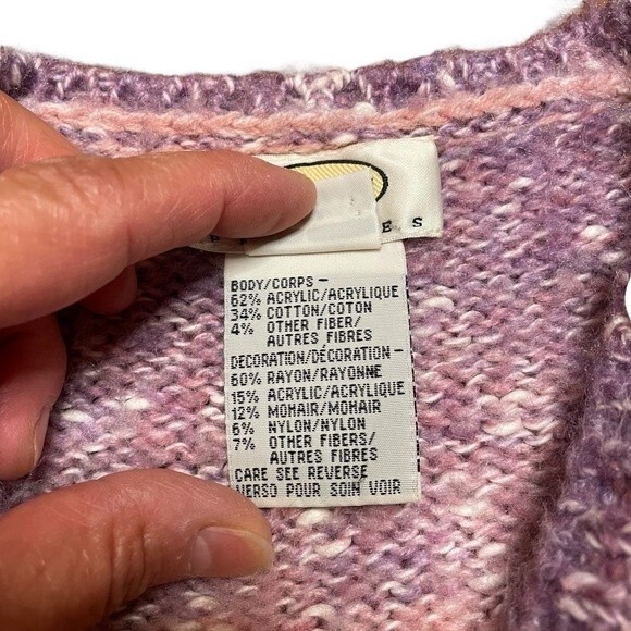 Talbots snowman pink/purple novelty appliqué sweater size large petite - Picture 5 of 8